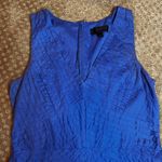 J.Crew Dress Periwinkle Blue Cotton V-neck Sleeveless Pleated Chevron SZ 4 Photo 3
