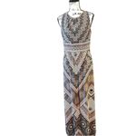 London Times Multicolor Medallion Halter Pleated Maxi Dress Size 8 Photo 0