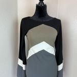 Hale Bob Color Block Sheath Dress Small Neutral Bell Sleeve Office Work Cocktail Photo 1