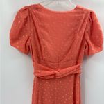Free People  wanderer Maci dress boho gown coral chiffon metallic gold textured 4 Photo 9