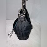 Coach Vintage Hampton 4984 Black Nylon Leather Trim Hobo Bag Purse Teal Interior Photo 8