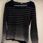Caslon  Black and White Striped Top Medium M Long Sleeve Versatile Office Party Photo 0