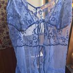 Victoria's Secret Vintage Y2K Sheer Blue Fly-Away Babydoll Lingerie Size Small Photo 0