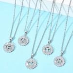 Silver Initial Crystal Pendant Necklace A Photo 1