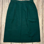 Vintage 80s Prestige Green Pleated Wool Blend Midi Skirt Womens Size 10 Pockets Photo 0