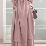 Women 2pc Prayer Dress Long Sleeve Hijab/Niqab Khimar Skirt Set Kaftan Pink New Size L Photo 0