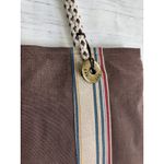 The Sak Denim Striped Canvas Organizer Shoulder Strap Tote Brown Women's Purse Photo 4