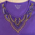 Chico's size 1 M beautiful purple beaded tank top no missing beads EUC Photo 2