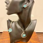 Liebe Engel Bracelet Earrings Necklace Pendant Life Tree Jewelry Set Silver Aqua Photo 1