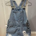 Nature Denim  distressed denim overall shorts size large  Photo 0