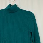 Evan Picone | Teal Blue Turtleneck Sweater Cable Knit Rayon Nylon Womens Large Photo 1