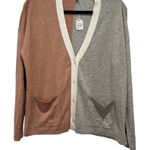 Lilla‎ P Brown and Gray color block Cardigan Sweater large new Photo 0