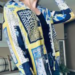 Vintage Elliott Lauren Funky Retro Mixed Print Button Up Top Yellow Size 12 Photo 2