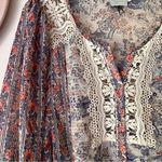 Anthropologie HD IN PARIS Chinoiserie Peasant Blouse BOHO FLORAL SHEER Size 2 Photo 2
