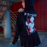 Hoodie Anime Japanese Gothic Graphic Doom Daddy Character EUC Large rare Black Photo 5