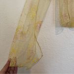 Free People  Intimately Postcard From Paris Long Sleeve Top M Yellow Floral Lace Photo 4