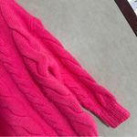 Anthropologie By Women’s Wool Blend Mock Neck Cable Knit Sweater in Hot Pink S Photo 5