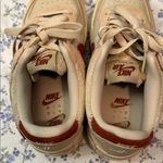 Nike  Air Force 1 Beige and Maroon Sneakers Photo 2