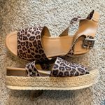 Soda Cheetah Leopard Espadrilles Platform Buckle Sandals Photo 1