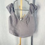 Aerie  Corset Tank Top w/Puff Sleeves Smocked Back, Medium, gray Photo 2