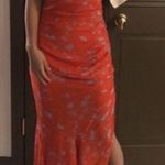 Nicholas Triangle Top Slip Dress Red Orange Floral Size 4 Photo 6