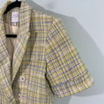 Maison D'Amelie Women Yellow & Green Tweed Short Sleeve Blazer Top Size S Photo 5