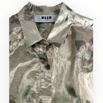 MSGM FOIL Metallic Silk floral Printed Button down Blouse top collar gold 40 / S Photo 3