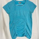 Athleta  Short Sleeve Gathered Workout Top in Blue Size Medium A3 Photo 0