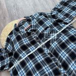 Tolani  collection plaid floral boho back printed flannel button down shirt Photo 3