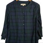 Loft  green‎ black plaid ruffle sleeve dress small Photo 2