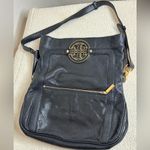 Tory Burch Black Leather Shoulder Bag with Gold Logo Photo 1