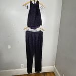 Rimini Y2K Sequined Lace Halter Top And Pants Formal Cocktail Suit Size 8 Purple Photo 1