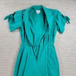 VTG Petrina & Co Jumpsuit Womens 8 Green Belted Shoulder Pads Wide Leg Photo 13