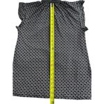 Anne Klein Women's Flutter Sleeve Blouse Mandarin Collar Navy Blue White Size S Photo 5