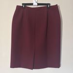 Talbots  Burgundy‎ Red Maroon Zip Front Asymmetrical Knee Length Skirt Womens 14 Photo 2