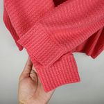 Anthropologie Waffle Top Coral Watermelon V-Neck Dolman Sleeve Shirt Blouse Sz S Photo 3