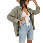 12th Tribe Nashville nights oversized olive shacket One Size Photo 0