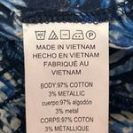 Michael Kors Blue Floral Metallic Keyhole Tie Shorts Sleeve Peplum Blouse Top S Photo 5