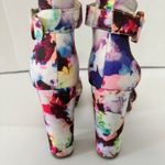 Dream Paris Dream Pairs Floral Hi Lo Open Toe Ankle Strap Chunky Heel Pink White Red Sz 8.5 Photo 2