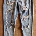 American Eagle  Highest Rise Mom Jean Light Wash Distressed Straight Leg Size 0 Photo 4