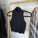 ZARA Black Sleeveless Mock Neck Cropped Knit Top Photo 1