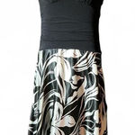 Studio Y Y2K  Black Floral Halter Dress Midi Asymmetrical Hem Photo 0