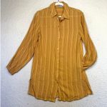 prAna  Womens Small Mustard Yellow Striped Button Front Shirt Dress Gorpcore Photo 0
