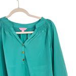 Lilly Pulitzer Elsa 100% Silk Top Green Preppy Office FLAW Womens Medium Photo 2