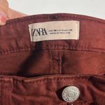 ZARA High Rise Rust Straight Leg Cropped Frayed Denim Jeans Size 6 Photo 8