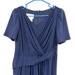 BHLDN Size US 12 Short Sleeve Maxi Dress Formal Dark Blue Navy Wedding Party Photo 3
