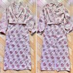 Handmade Vtg 60s 70s Maxi Hostess Dress Gown Pink Gold Floral Holiday Brocade Formal L Photo 2