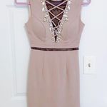 Japanese Robe De Fleurs Mauve Crystal Jewelled Lace Up Black Mesh Bodycon Dress Size XS Photo 1