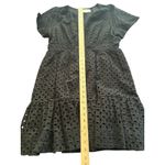 Anthropologie  Black Eyelet Smocked Waist Tiered Ruffle V Neck Dress XL Photo 6