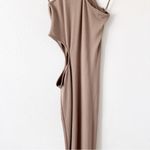 & Other Stories & Other Stories Cut Out Midi Dress in Mole Tan Photo 3